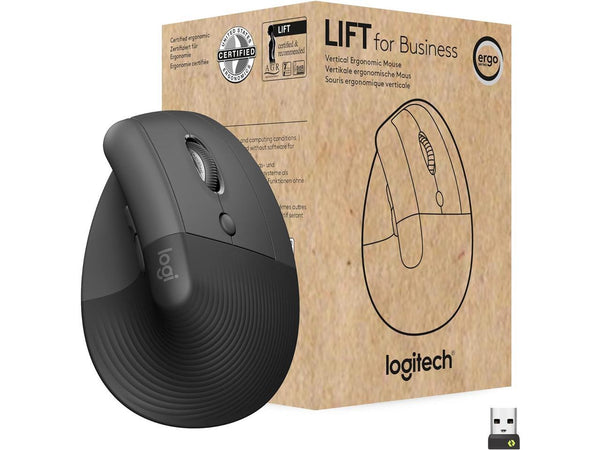 Logitech Lift Vertical Ergonomic Mouse, Wireless, Bluetooth or Logi Bolt USB