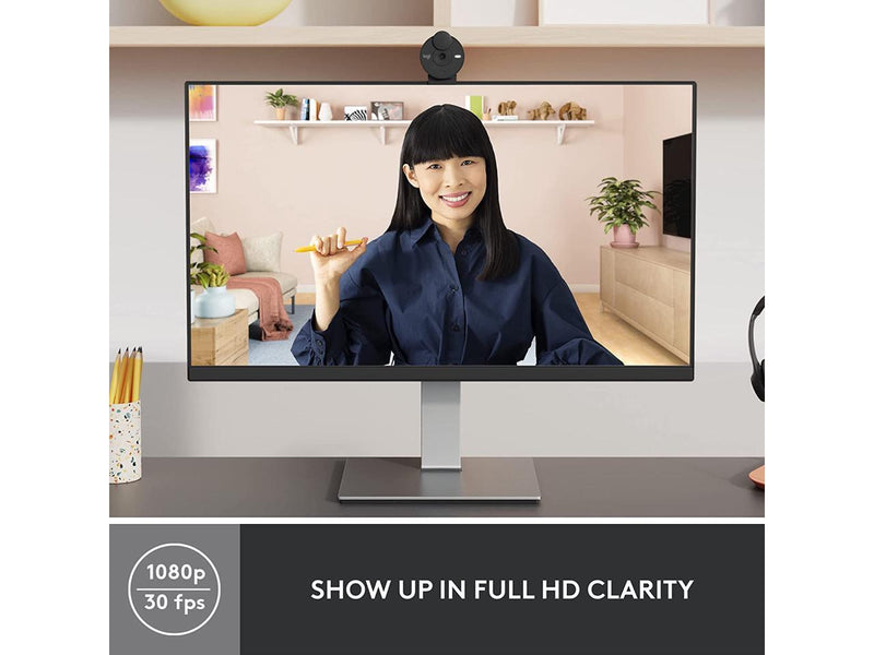 Logitech Brio 300 Full HD Webcam with Privacy Shutter, Noise Reduction