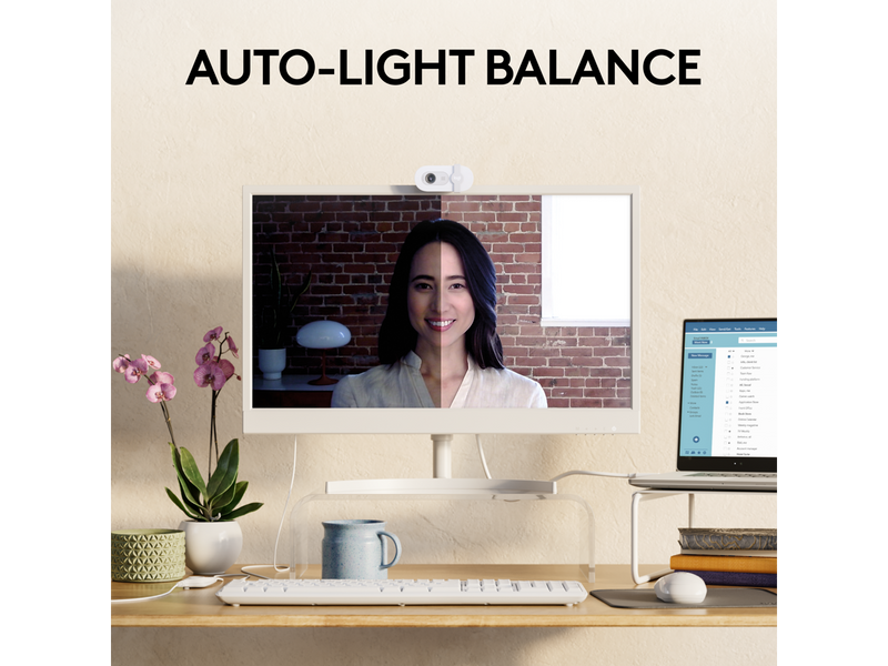Logitech Brio 100 Full HD Webcam for Meetings and Streaming, Auto-Light Balance,
