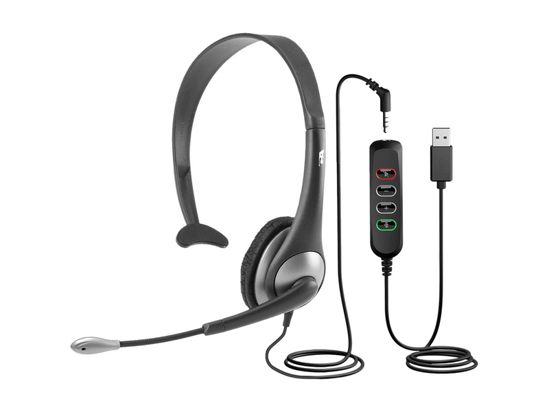 Cyber Acoustics Mono 3.5mm And USB Controller Headset AC-104USB