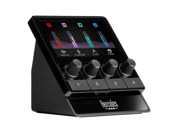 Hercules Stream 100, Audio Mixer for Content Creators, Streaming, and Gaming, Up