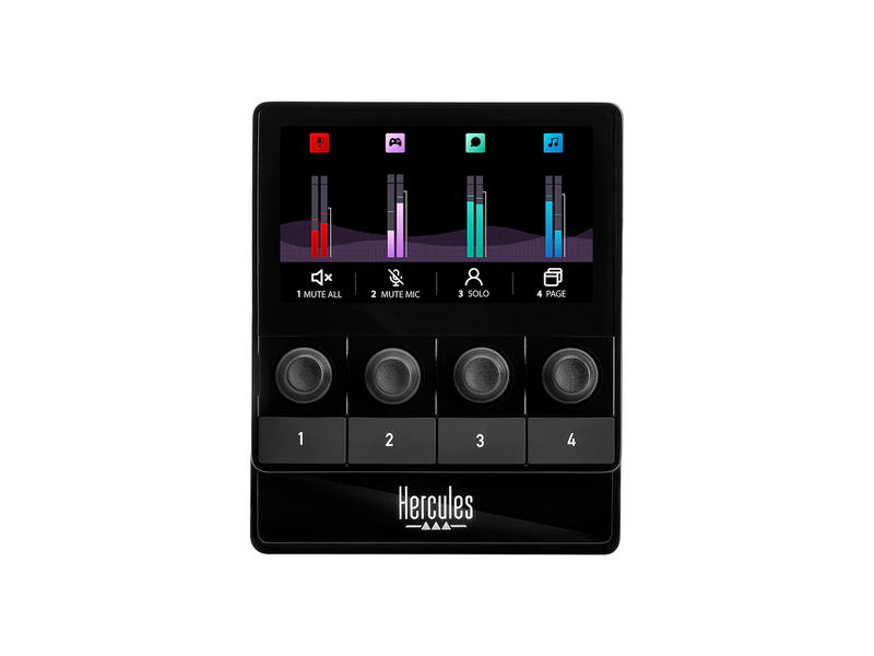 Hercules Stream 100, Audio Mixer for Content Creators, Streaming, and Gaming, Up