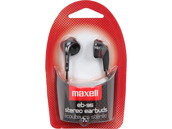 Maxell 190560 3.5mm L-plug Connector Earbud EB95 Dynamic Earbuds (Black)