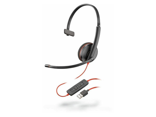 Poly Blackwire 3210 Monaural USB-A Headset - TAA-US - Black   8M3X3AA#ABA