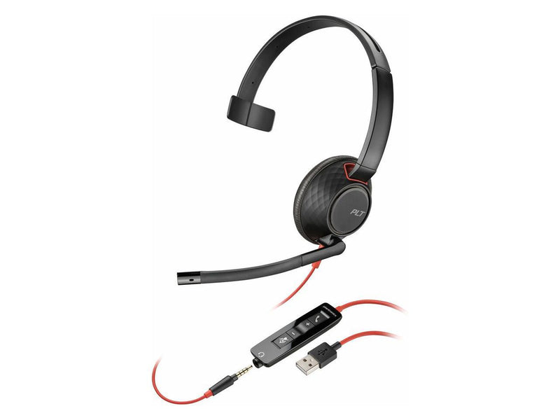 Poly Blackwire 5210 Monaural USB-A Headset - TAA-US - Black  8M3X1AA