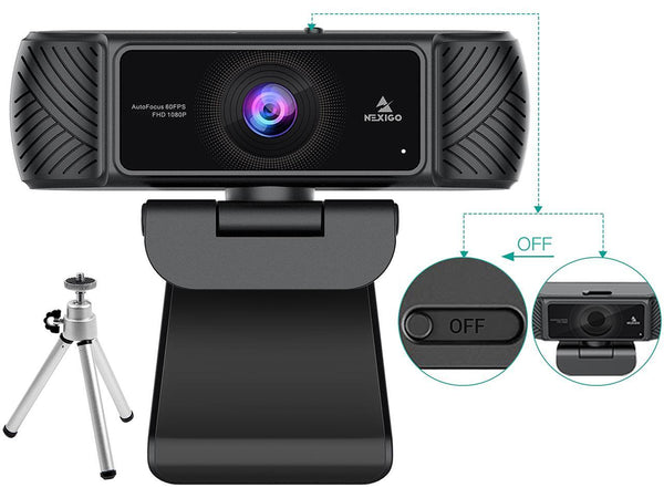 NexiGo 1080P 60FPS Webcam with Software Control and Microphone, AutoFocus