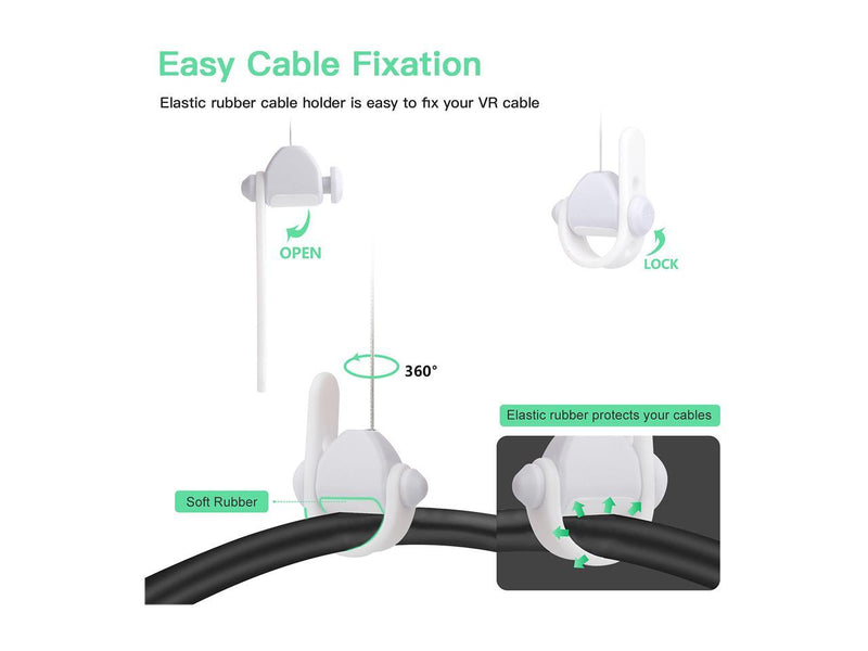 NexiGo VR Cable Management System, Ceiling Hooks with Retractable Carabiner