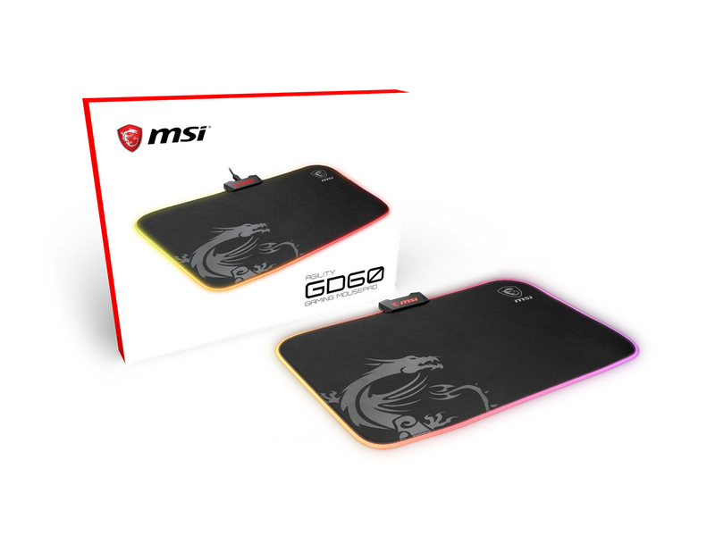 MSI AGILITY GD60 (RGB) Mouse Pad, 15" x 11", Micro-Textile Surface, Natural