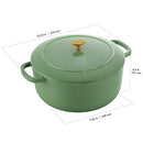 BALLARINI BELLAMONTE CAST IRON DUTCH OVEN 4.25-QT, SERVES 3-4 - SAGGIO GREEN - Like New