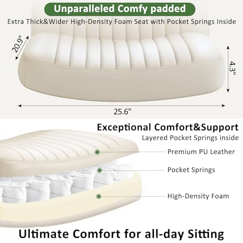 Darkecho Criss Cross Chair with Wheels Padded Leather Spring Cushion - Beige - Like New