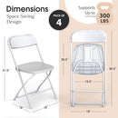 4 PACK Foldable Plastic Chair Steel Frame Seats B0D7265NMJ - White - Brand New
