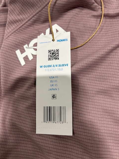 HOKA ONE ONE WOMEN'S GLIDE 3/4 SLEEVE, SIZE: XS - PINK - Brand New