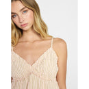 NO BOUNDARIES STRIPED SEERSUCKER RUFFLE CAMI SIZE: WOMEN XS - PINK LEMONADE - Brand New