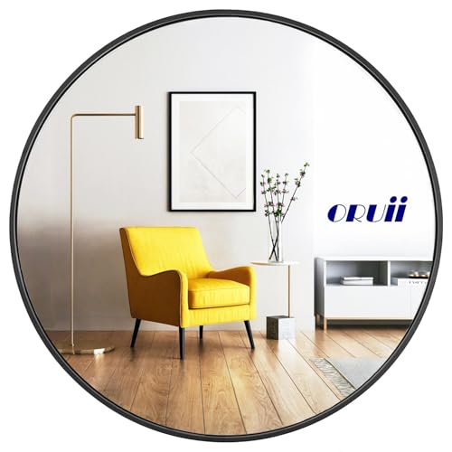 ORUII ROUND MIRROR, ROUND MIRROR 24 INCH METAL FRAME, TNDE24HTFM - BLACK - Like New