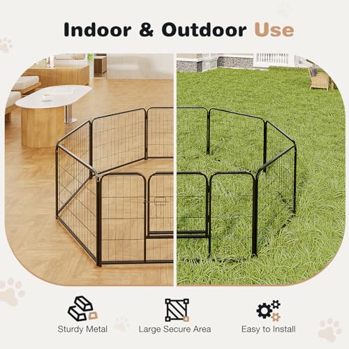 SMUG HEAVY-DUTY IRON DOG PLAYPEN 8 PANEL 32” DURABLE RUST-RESISTANT - BLACK - Like New