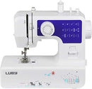 LUBY SEWING MACHINE WITH 12 BUILT-IN STITCHES & FREE ARM JG-1602 - WHITE/BLUE - Like New