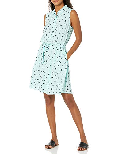 Amazon Essentials Women's Sleeveless Relaxed-Fit Woven (XS) Aqua Blue Poppy - Brand New