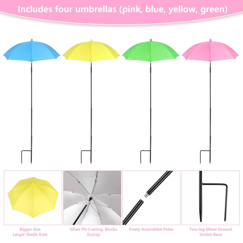 TRYLY PLANT UMBRELLAS FOR OUTDOOR GARDEN UMBRELLA 4 PC - YELLOW,PINK,BLUE,GREEN - Like New