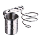 DUSAHDSG 2 INSTALLATION METHODS HAIRDRYER SPIRAL HOLDER RACK BATHROOM - SILVER - Like New