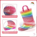 EUXTERPA KIDS TODDLER LIGHT UP RAIN BOOTS PATTERNS GLITTER SIZE Y8 - RAINBOW - Brand New