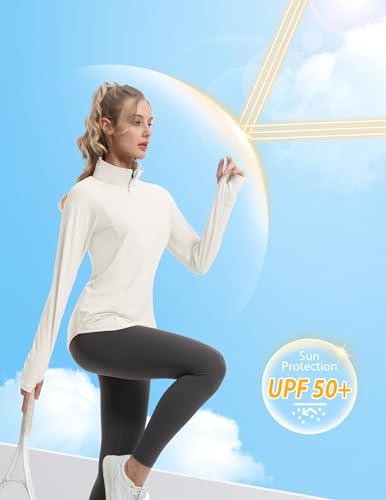 FKEEP Women's Sun Shirts Long Sleeve Athletic UPF 50 Quick Dry Top White S - Brand New