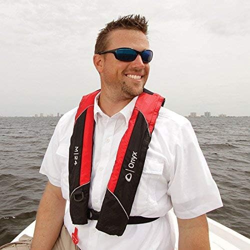 ONYX ABSOLUTE OUTDOOR M-24 MANUAL INFLATABLE VEST SIZE OVER 80LBS - RED - Like New
