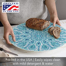 CounterArt Ocean Fantasy 4mm Heat Tolerant Round Tempered Cutting Board 16" - Brand New