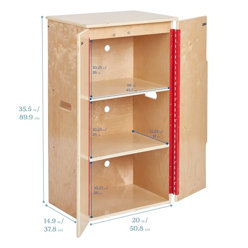 ECR4KIDS PLAY KITCHEN REFRIGERATOR WOODEN PLAYSET ELR-3127 - NATURAL - Like New