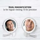OVENTE Lighted Mirror, 9" 1x/7x, LED Lights, 360° Rotate Arm MFW85CH1X7X -Chrome - Like New