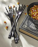 ONEIDA LATWARE UTENSIL SET, VINTRO HALLOWEEN SATIN BLACK SKELETON - BLACK - Like New