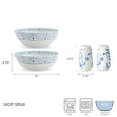 LIFETIME BRANDS INC FITZ AND FLOYD SICILY BLUE SERVE BOWLS SALT P SET - WHITE - Like New