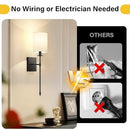 BOSCEOS 24.8" Battery Operated Wall Sconces Set, 2 Lights, 2 Bulbs L2018-1BK-BLK - Brand New