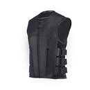 TRUE ELEMENT MENS SWAT TEAM STYLE LEATHER VEST GUN POCKETS BLACK SIZE L - Brand New
