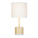Rivet Scandinavian Style Table Lamp Wood Marble Base LED Bulb Shade 18.5"H White - Brand New