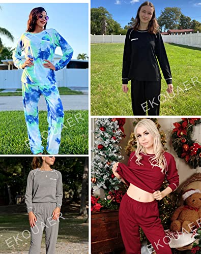 Ekouaer Pajamas Set for Women Soft Comfy Pjs Sets Long Sleeve Sleepwear - Brand New