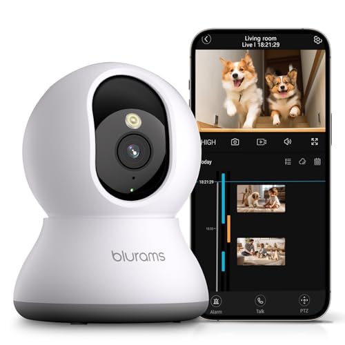 BLURAMS PET CAMERA 2K 360° DOG CAMERA WITH PHONE APP PTZ INDOOR A31 - WHITE - Brand New