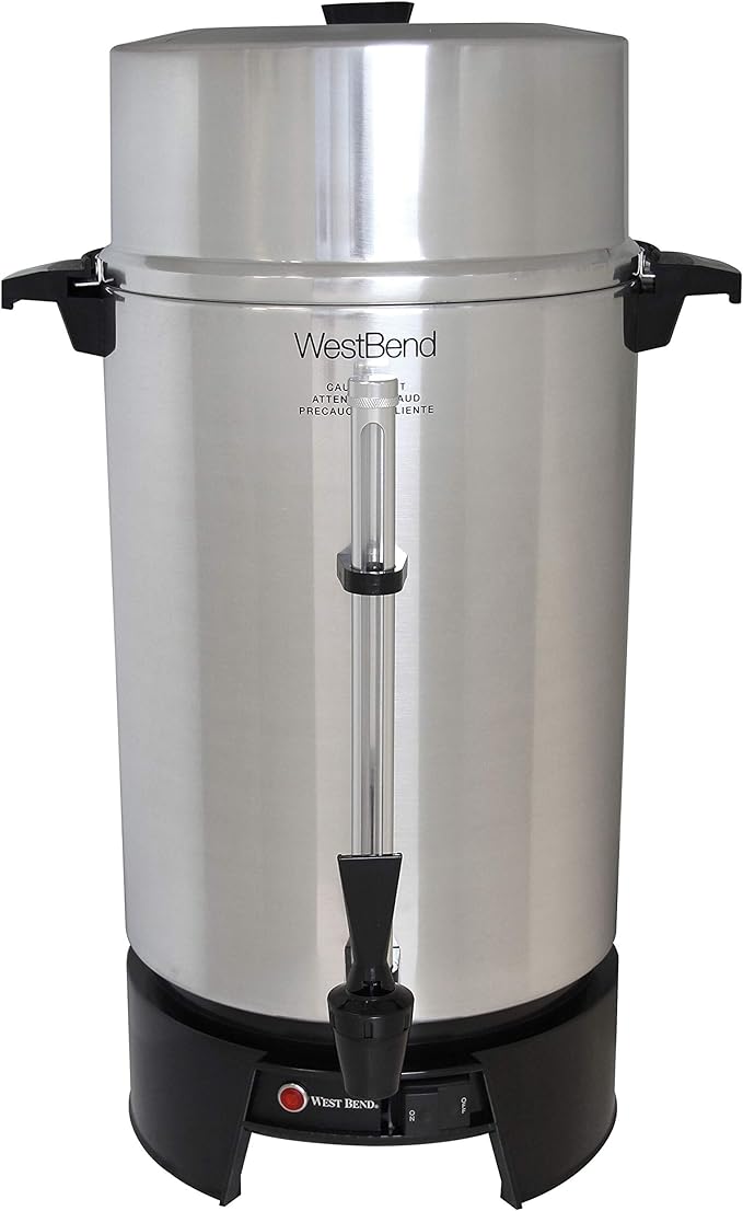 West Bend 33600 Coffee Urn Commercial Highly-Polished Aluminum 100-Cup - Silver - Like New