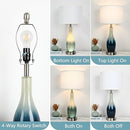 BESLOWE 26’’ TALL GLASS TABLE LAMPS SET OF 2 - WHITE&LIGHT BLUE - Like New