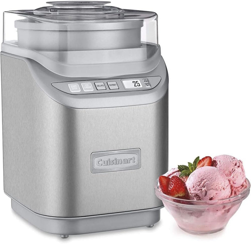 Cuisinart ICE-70FR 2QT Ice Cream Maker Machine with LCD Screen Stainless Steel Like New