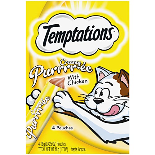 TYSON TEMPTATIONS CREAMY PUREE WITH CHICKEN LICKABLE, SQUEEZABLE CAT TREATS - Brand New