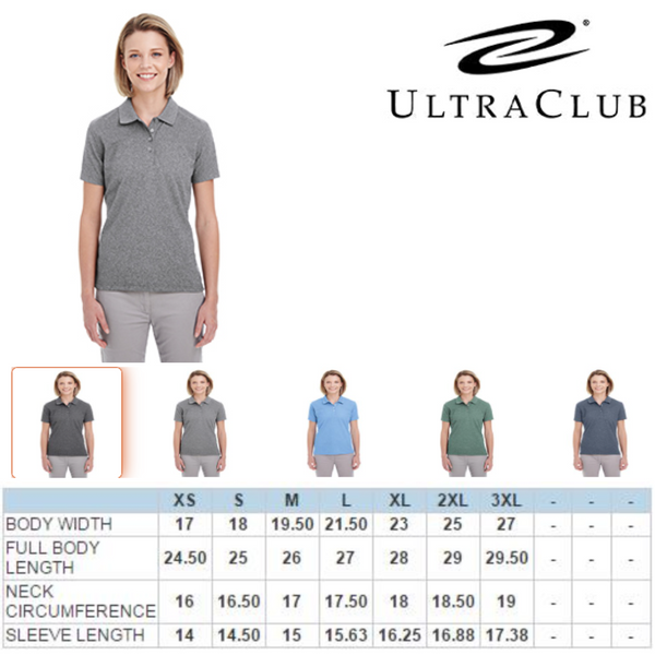 UC100W UltraClub Ladies' Heathered Piqué Polo New