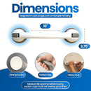SAFE-ER-GRIP CHANGING LIFESTYLES SUCTION CUP GRAB BARS BATHTUBS 16" - WHITE/GRAY - Like New
