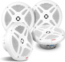 PyleUsa Waterproof 6.5'' Marine Speakers w/Wireless BT Remote 4 counts- WHITE Like New