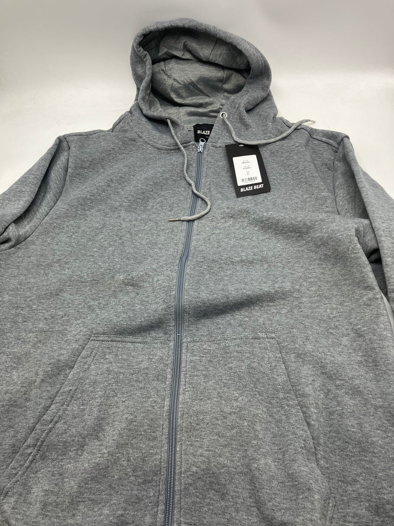 BLAZE BEAT SWEATSHIRT WITH POCKETS FULL ZIP WITH HOODIE, SIZE XL, GRAY, HR24005 - Brand New