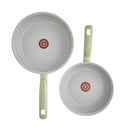 T-FAL RECYCLED CERAMIC NON STICK FRY PAN SET 2 PIECE, C581S264 - GREEN - Like New