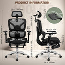 COOLHUT ERGONOMIC MESH OFFICE CHAIR FOOTREST BIG AND TALL - BLACK - Like New
