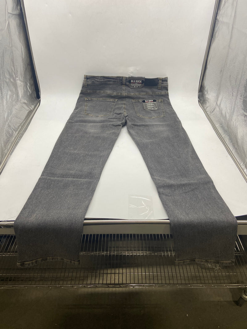 BLU ROCK MEN'S FLEX STRETCH SLIM FIT STRAIGHT JEANS - SIZE: 32X31 - DARK GRAY - Brand New