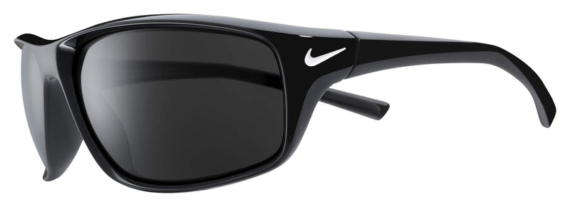 NIKE EV1134-001 ADRENALINE SUNGLASSES SHINY BLACK/WHITE FRAME COLOR, GREY LENS - Like New