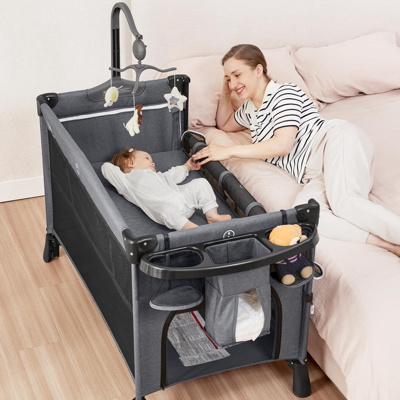 ANGELBLISS 5 IN 1 BABY BASSINET, BEDSIDE CRIB & PLAYPEN BS-01 - - Scratch & Dent