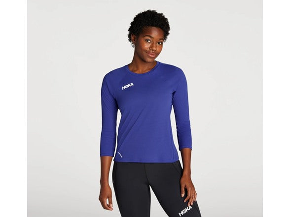HOKA WOMEN'S GLIDE 3/4 SLEEVE - SIZE: WOMEN M - BLUE - Brand New